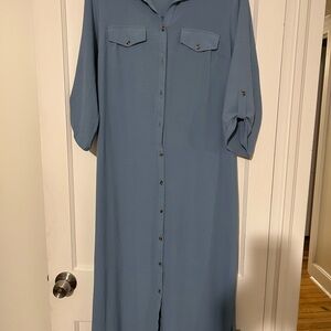 Blue Button-Up Maxi Dress